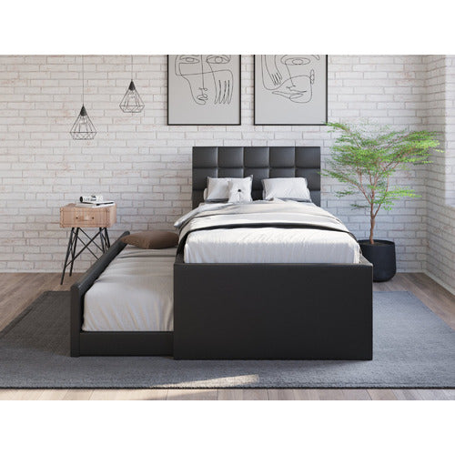 RAWSON & CO LANDA FAUX LEATHER KING SINGLE BED WITH TRUNDLE