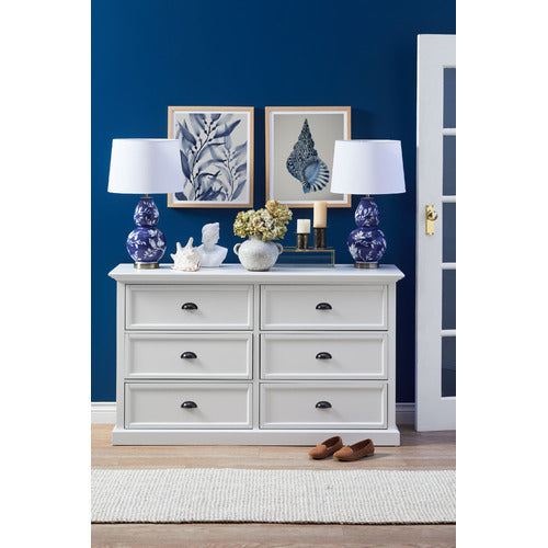 WHITE HAMPTONS 6 DRAWER CHEST