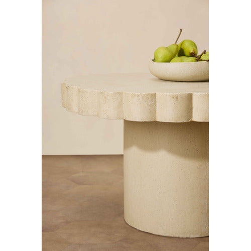 CLOVELLY TRAVERTINE-LOOK OUTDOOR COFFEE TABLE