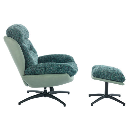 CASSINGTON HOME 2 PIECE RYE UPHOLSTERED SWIVEL CHAIR & FOOTSTOOL SET