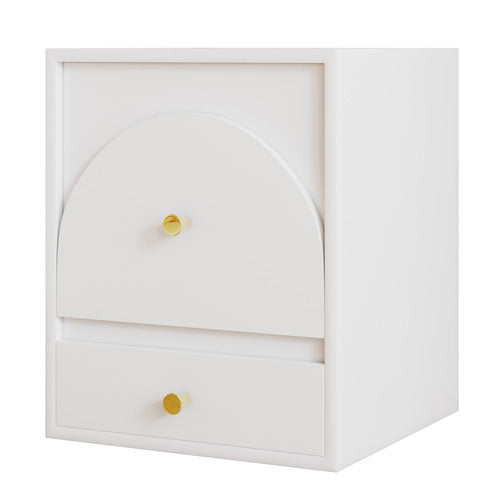 AROYA HOME WHITE SOLARA 2 DRAWER BEDSIDE TABLE