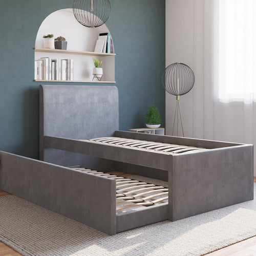 RAWSON & CO SELINA VELVET KING SINGLE BED WITH TRUNDLE