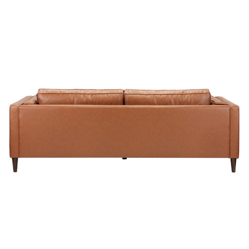 TAN BRAHM 3 SEATER PREMIUM FAUX LEATHER SOFA