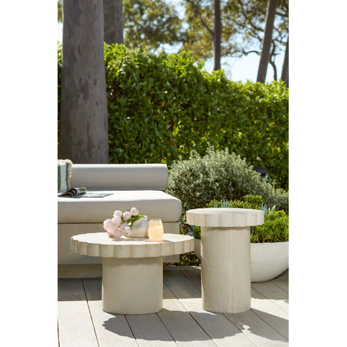 CLOVELLY TRAVERTINE-LOOK OUTDOOR COFFEE TABLE