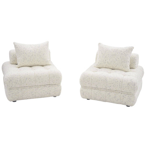EVER DREAMING LIVING BEIGE ELLA 76CM WOOL-BLEND LOUNGE CHAIRS (SET OF 2)