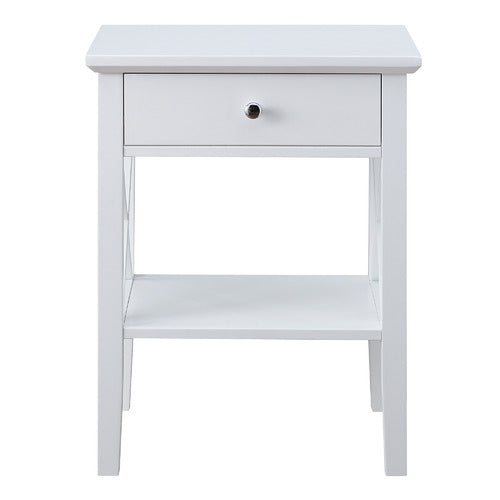 WEST VALLEY INTERIORS WHITE LONG ISLAND 1 DRAWER BEDSIDE TABLE