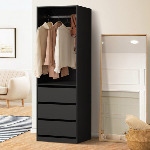 LIVING FUSION BLACK CASSANDRA 3 DRAWER WARDROBE