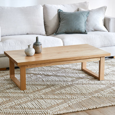 120CM SKI-LEG OAK WOOD COFFEE TABLE