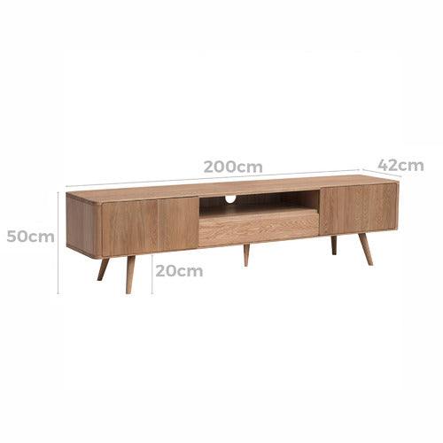 200CM EDEN SOLID AMERICAN OAK TV UNIT