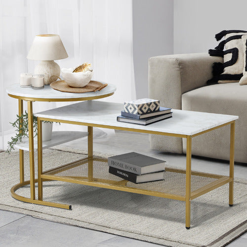 LIVING FUSION 2 PIECE ADRIAN NESTING COFFEE TABLE SET