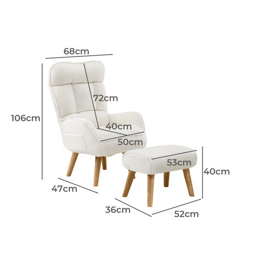 LIVING FUSION 2 PIECE BONNY UPHOLSTERED RECLINER ARMCHAIR & FOOTSTOOL SET