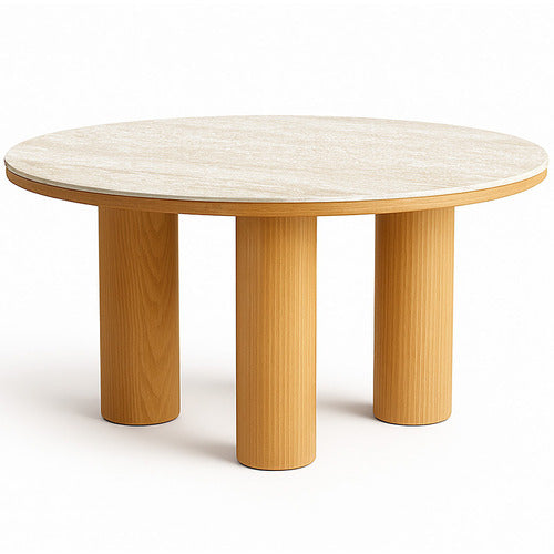 EXQUISITE LIVING 2 PIECE ELLIOT TRAVERTINE-LOOK COFFEE & SIDE TABLE SET