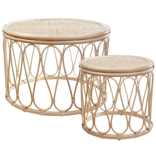 ESTUDIO FURNITURE 2 PIECE LOOP RATTAN COFFEE & SIDE TABLE SET