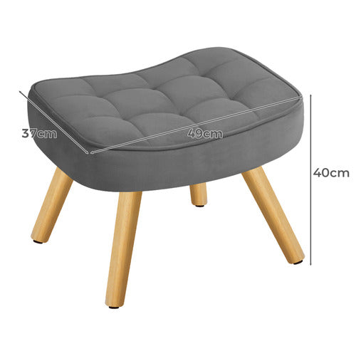 HOXTON ROOM 2 PIECE MAURO VELVET ARMCHAIR & FOOTSTOOL SET