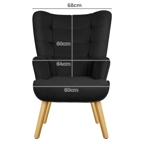 HOXTON ROOM 2 PIECE MAURO VELVET ARMCHAIR & FOOTSTOOL SET