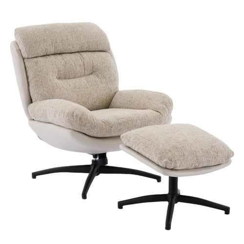 CASSINGTON HOME 2 PIECE RYE UPHOLSTERED SWIVEL CHAIR & FOOTSTOOL SET