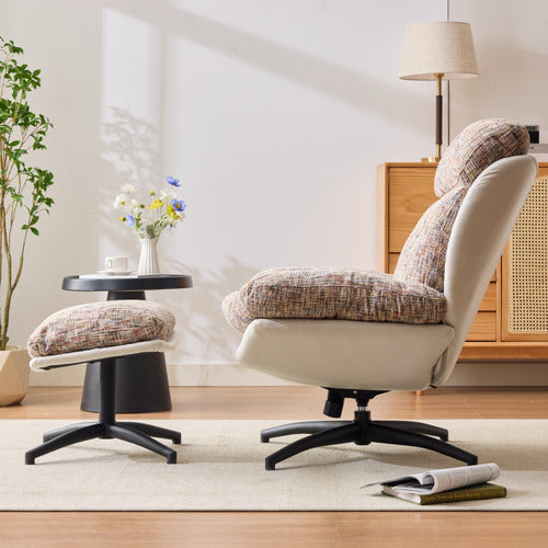 CASSINGTON HOME 2 PIECE RYE UPHOLSTERED SWIVEL CHAIR & FOOTSTOOL SET