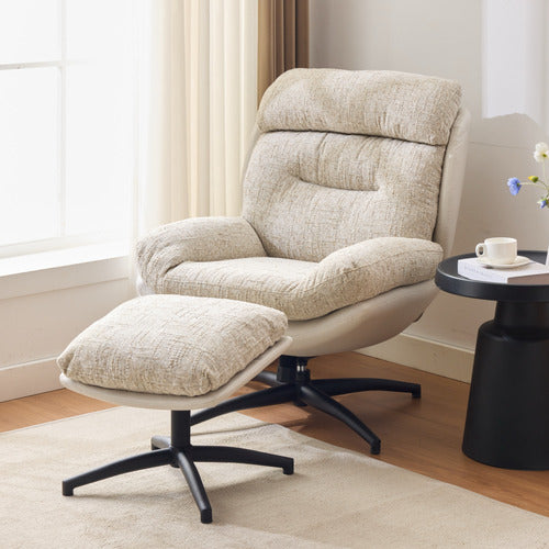 CASSINGTON HOME 2 PIECE RYE UPHOLSTERED SWIVEL CHAIR & FOOTSTOOL SET