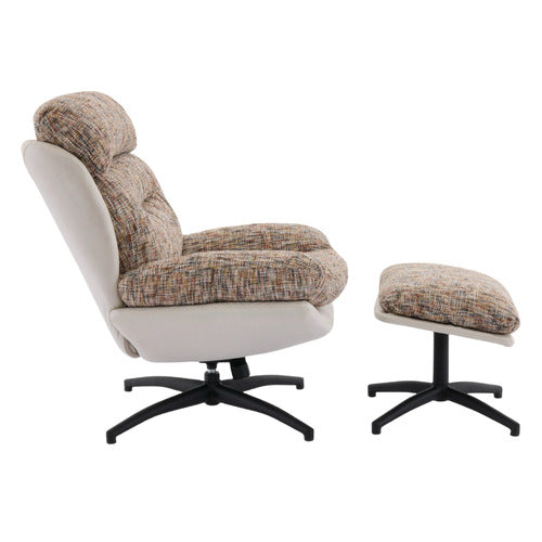 CASSINGTON HOME 2 PIECE RYE UPHOLSTERED SWIVEL CHAIR & FOOTSTOOL SET