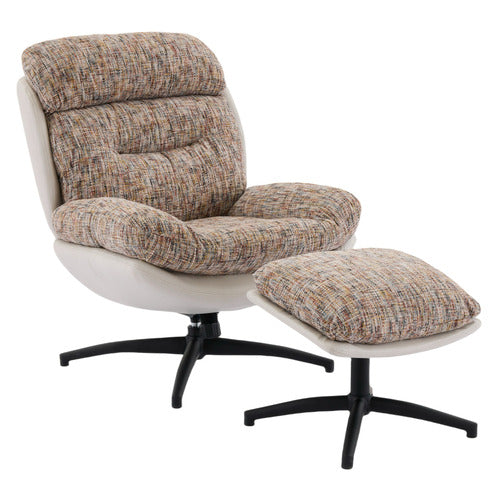 CASSINGTON HOME 2 PIECE RYE UPHOLSTERED SWIVEL CHAIR & FOOTSTOOL SET