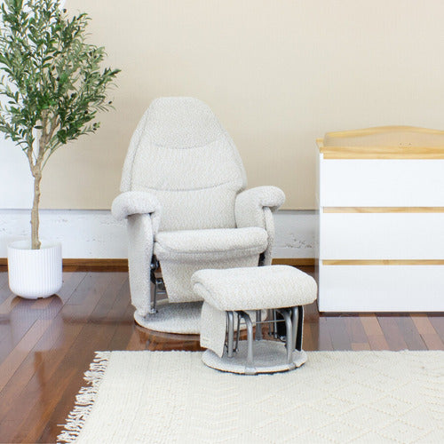 BABYHOOD 2 PIECE VOGUE BOUCLE GLIDER CHAIR & OTTOMAN SET