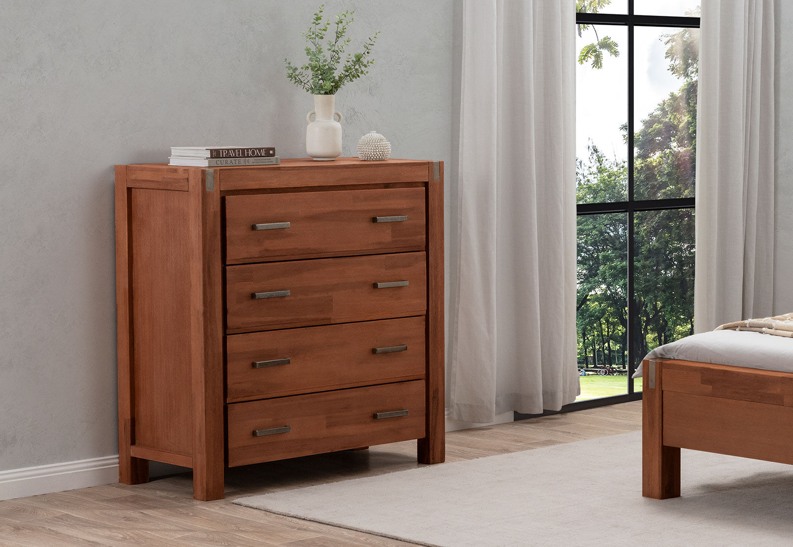SILVERWOOD 4 DRAWER TALL CHEST PEWTER