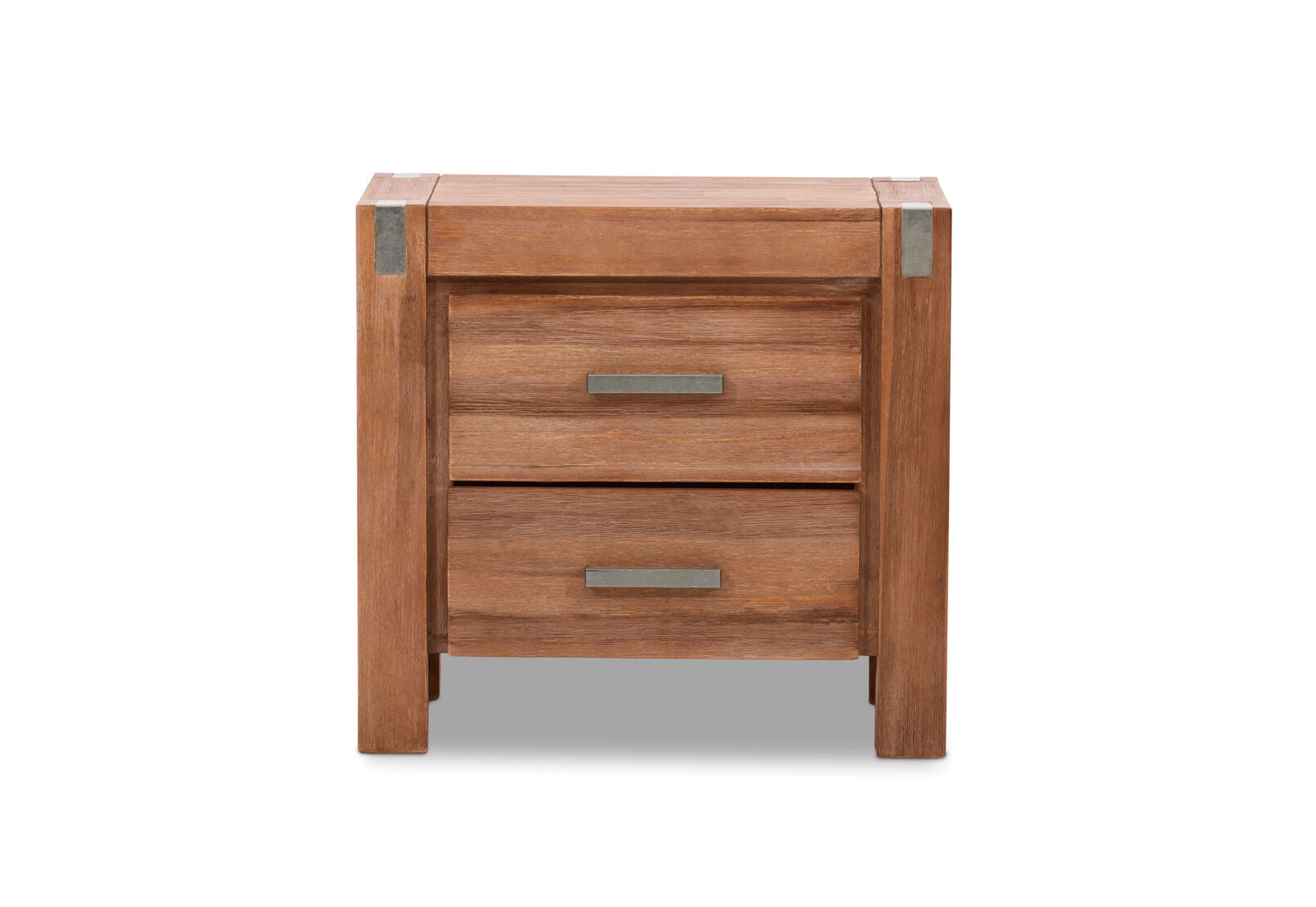SILVERWOOD 2 DRAWER BEDSIDE PEWTER