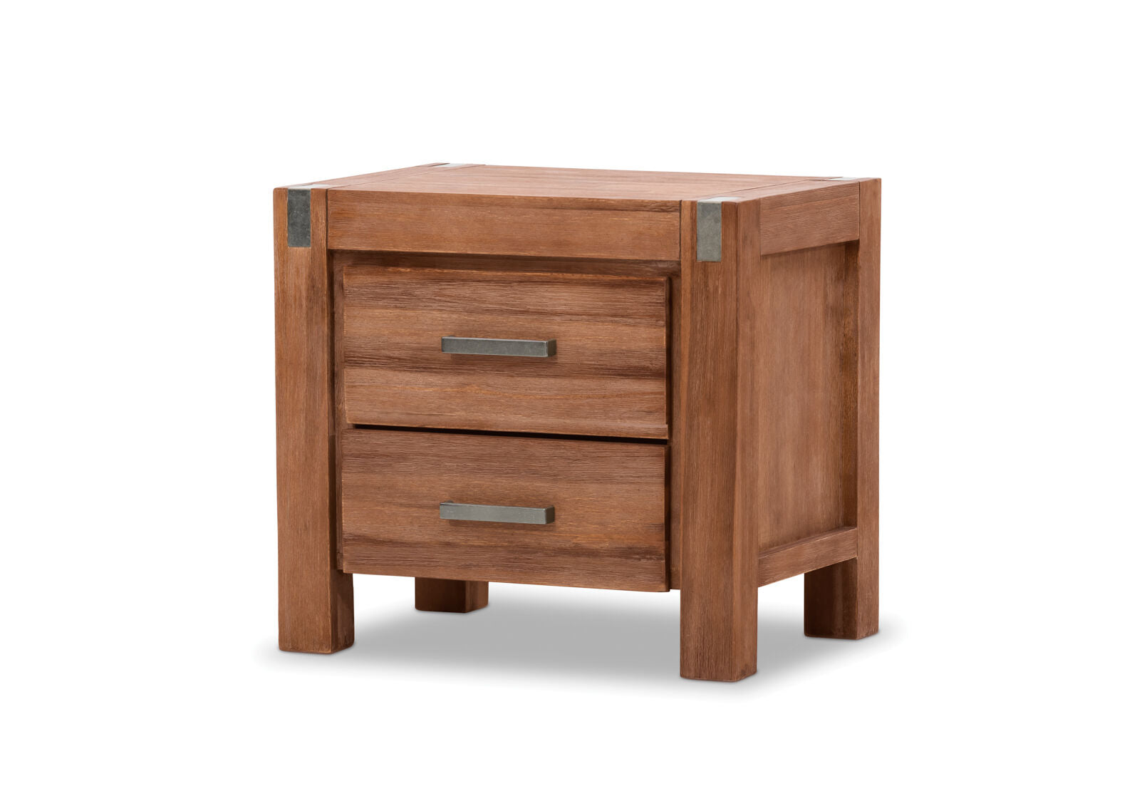 SILVERWOOD 2 DRAWER BEDSIDE PEWTER