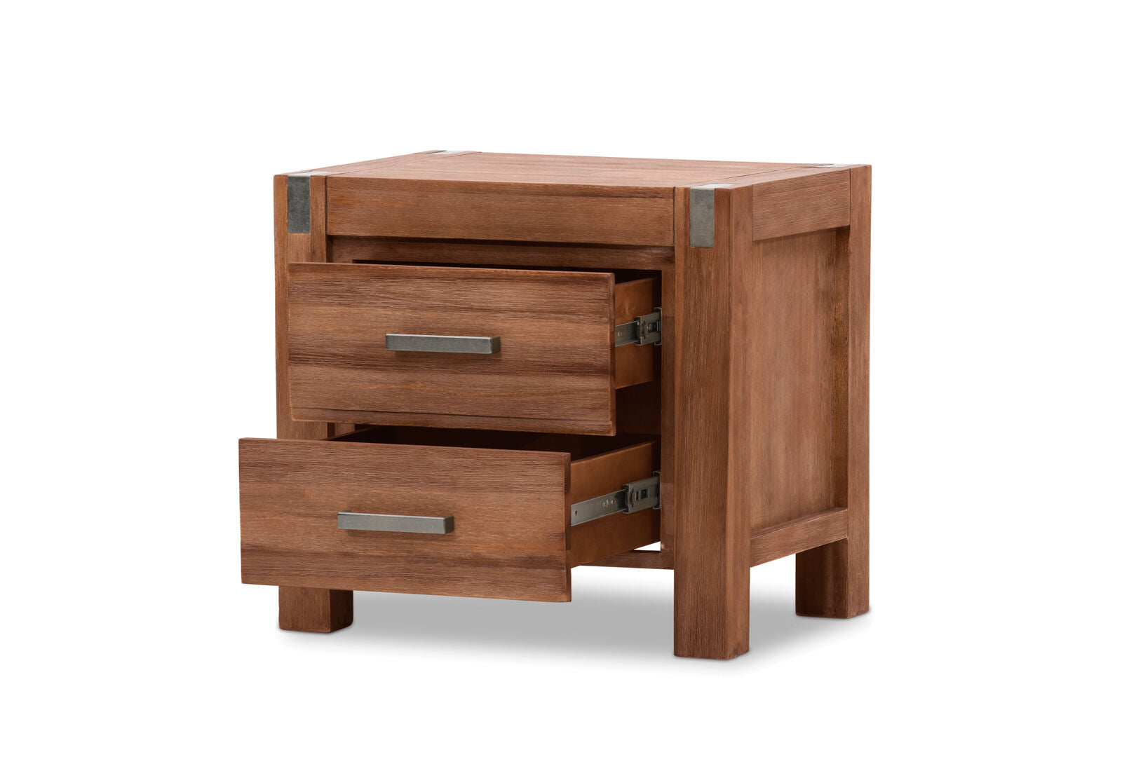 SILVERWOOD 2 DRAWER BEDSIDE PEWTER