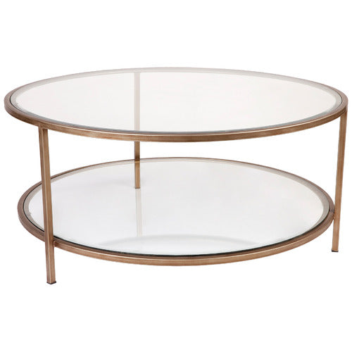 REXINGTON HOME CHARLOTTE ROUND GLASS-TOP COFFEE TABLE