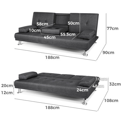 HOXTON ROOM KYRYLO 2 SEATER SINGLE UPHOLSTERED SOFA BED