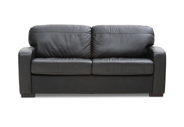 FUTURE LEATHER 2 SEATER SOFA BED 	BLACK