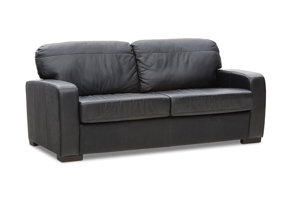 FUTURE LEATHER 2 SEATER SOFA BED BLACK