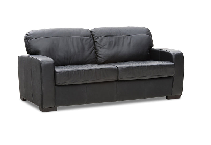 FUTURE LEATHER 2 SEATER SOFA BED BLACK