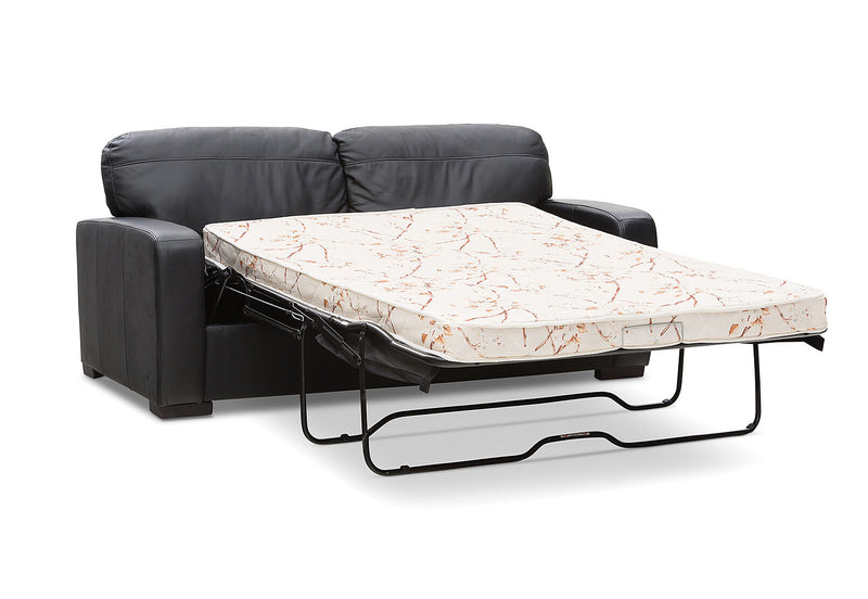FUTURE LEATHER 2 SEATER SOFA BED BLACK