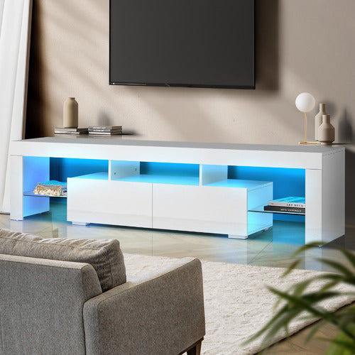 LIVING FUSION 180CM GALLAND 2 DRAWER ENTERTAINMENT UNIT WITH LED LIGHT