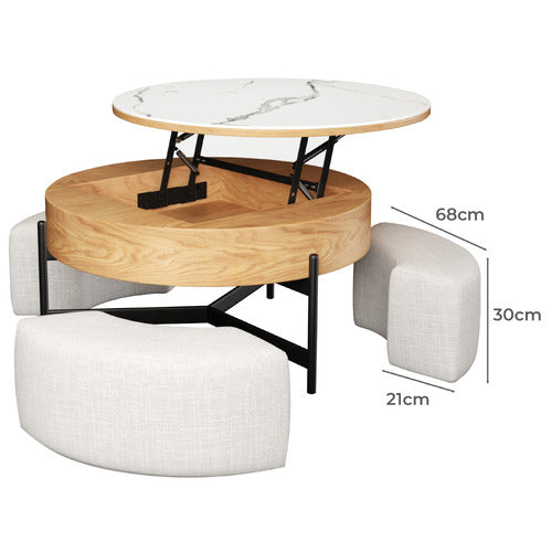 SHIRLEY LANE FURNITURE 4 PIECE ABUELA OTTOMAN & COFFEE TABLE SET