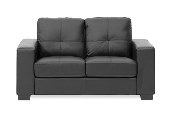 DIAMOND Leather-Look 2 Seater Sofa BLACK