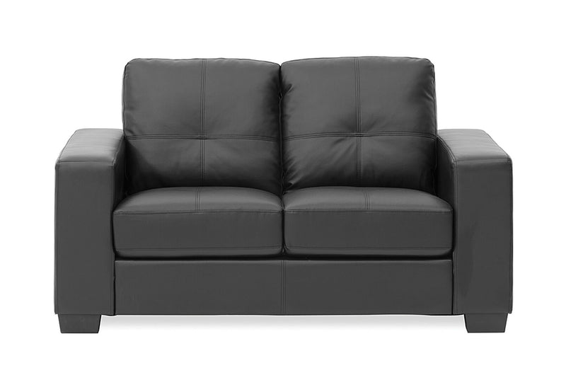 DIAMOND Leather-Look 2 Seater Sofa BLACK