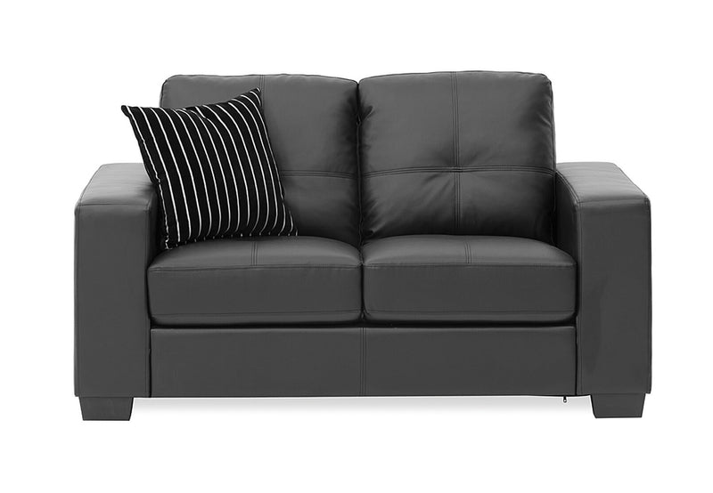 DIAMOND Leather-Look 2 Seater Sofa BLACK