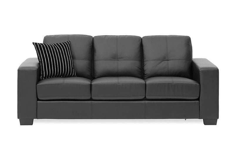 DIAMOND LEATHER-LOOK 3 SEATER SOFA BLACK
