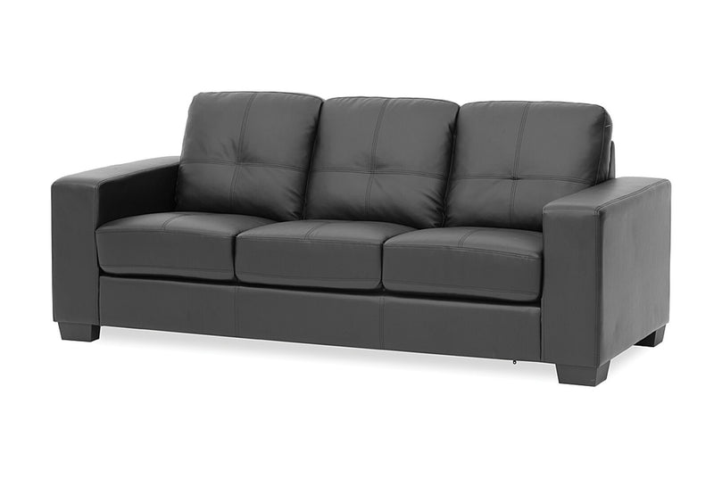 DIAMOND LEATHER-LOOK 3 SEATER SOFA BLACK