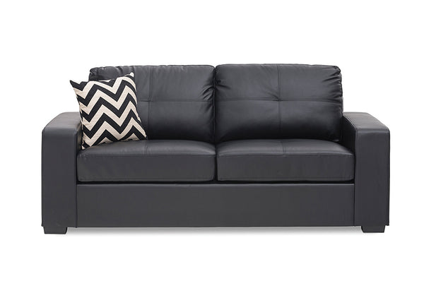 DIAMOND Leather-Look 2.5 Seater Sofa Bed BLACK