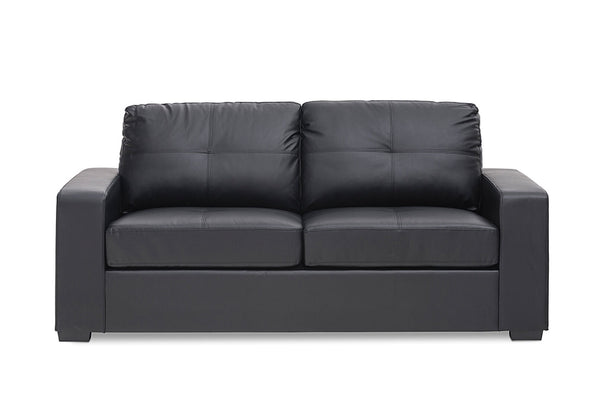 DIAMOND Leather-Look 2.5 Seater Sofa Bed BLACK