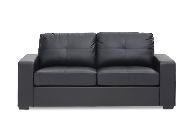 DIAMOND Leather-Look 2.5 Seater Sofa Bed BLACK
