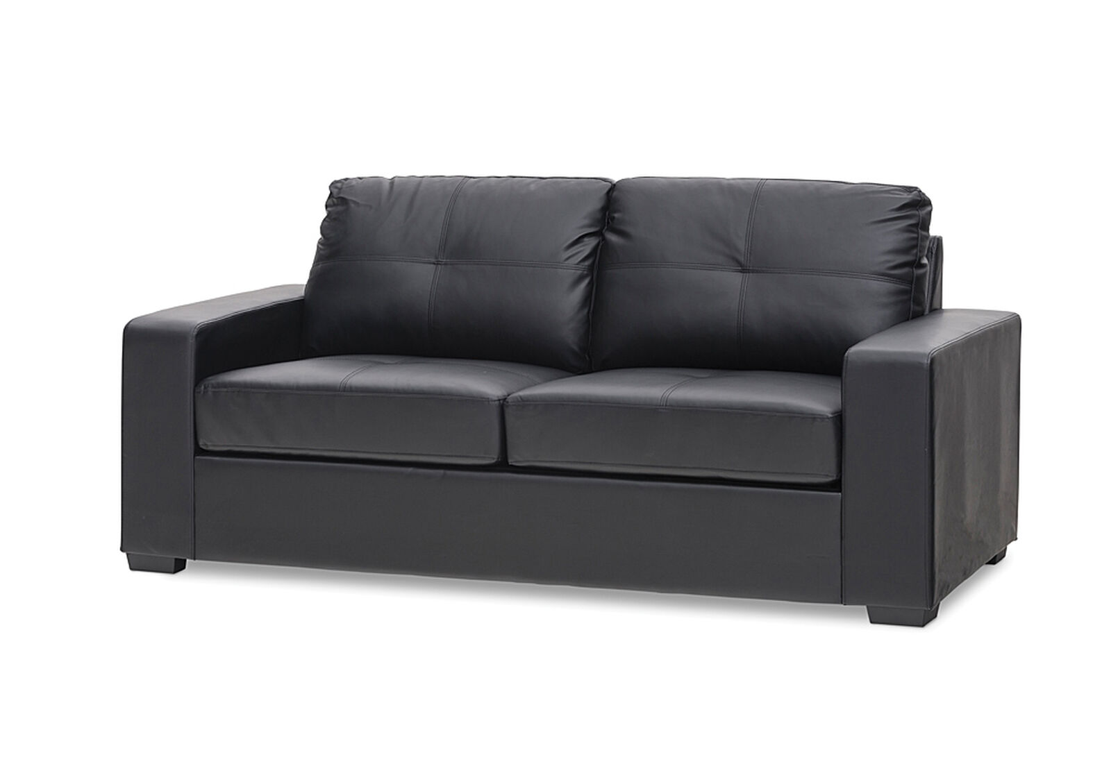 DIAMOND LEATHER-LOOK 2.5 SEATER SOFA BED BLACK