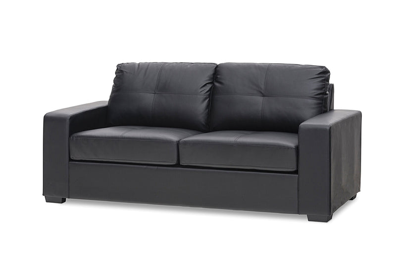 DIAMOND Leather-Look 2.5 Seater Sofa Bed BLACK