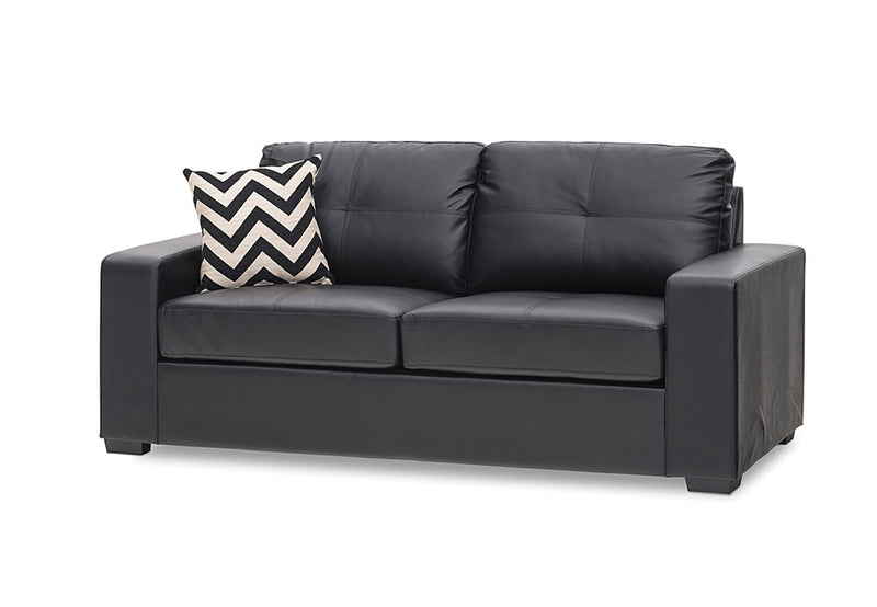 DIAMOND LEATHER-LOOK 2.5 SEATER SOFA BED BLACK