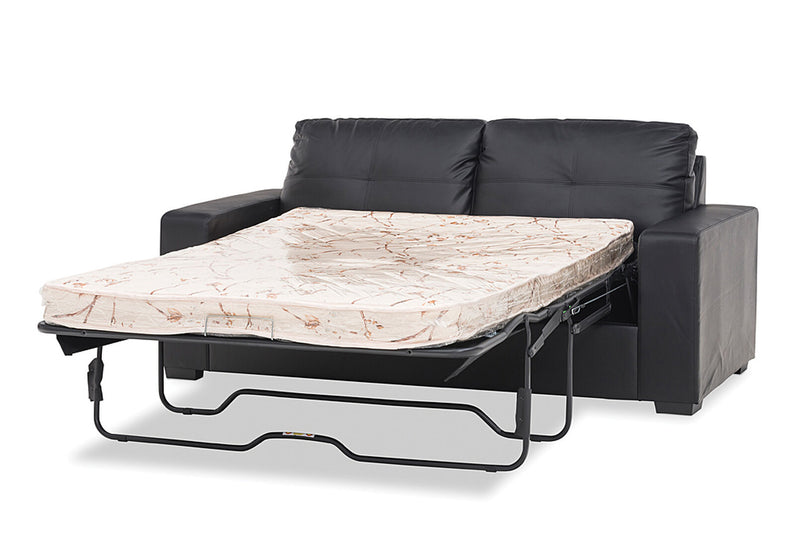 DIAMOND LEATHER-LOOK 2.5 SEATER SOFA BED BLACK