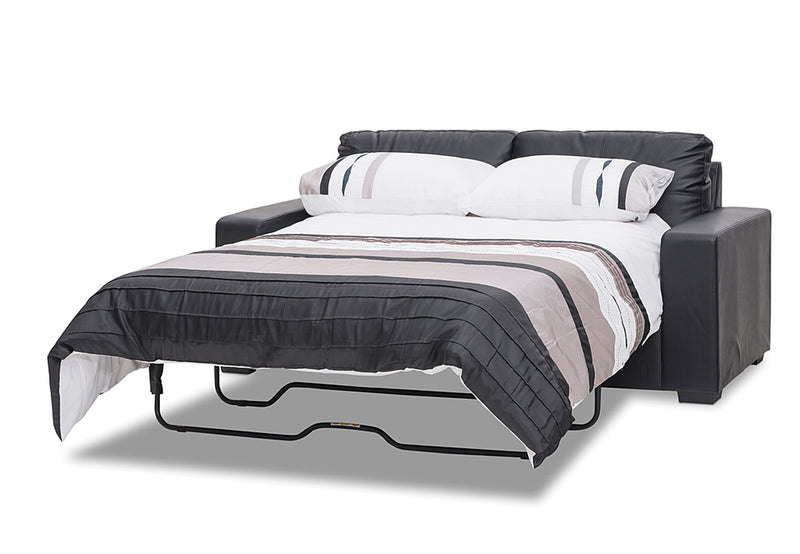 DIAMOND LEATHER-LOOK 2.5 SEATER SOFA BED BLACK